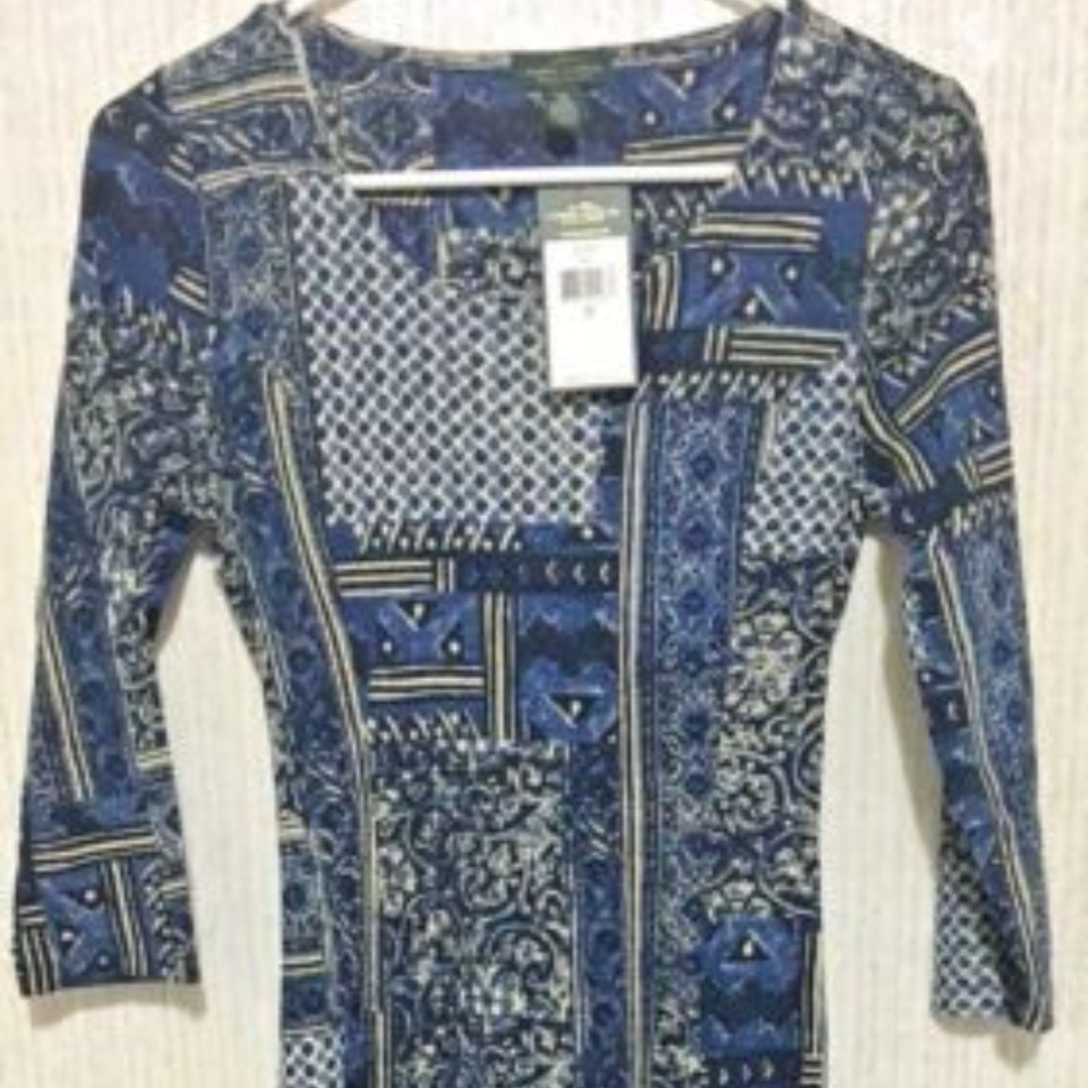 Women's fitted Dress Medium Blue Print M